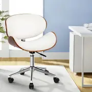 Artiss Office Chair Computer Chairs Bentwood PU Leather Seat White