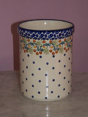 Polish Pottery Kitchen Utensil Jar! UNIKAT Signature Fern Gully Pattern!