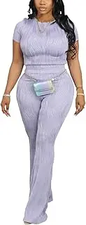 [Ztexkee] Women’s Activewear Set Summer Two-Piece Workout Gear Long Sleeve Pants Suit in Colors, Light Purple, Large