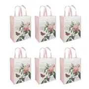 6PK Gibson Gifts Redoute Rose Shopper/Shopping Market Grocery Reusable Bag Pink