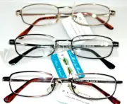 3 pair Mens compact READING GLASSES Spring temples impact resistant power+1.25