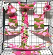 Pink and Green Camo*15 PC Sugar Glider Cage set * Rat * double layer Fleece