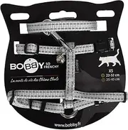 Bobby Safe Leak Proof Reflective Heavy Duty Harness and Lead Set for Cats, Grey, Chest Size 25-38, Strap Thickness 1 cm