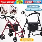 Seniors Lightweight Folding Mobility Walking frame Rollator Seat Walker RedBlack