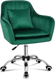 ALFORDSON Orla Series Velvet Office Chair, Jade Green Mid-Back Armchair Computer Desk Chair, Swivel Makeup Chair for Vanity Table, Modern Home Task Chair for Kids Adult Study Work Living Room Bedroom