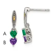 14K/Silver Two-Tone Sterling Silver Antiqued W/14K 2-Stone Mother'S Earring Mounting