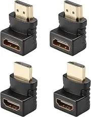 4 Pack tunghey HDMI 90 and 270 Degree Right Angle Adapter Gold Plated High Speed HDMI Male to Female Connector Adapter for Roku TV Stick