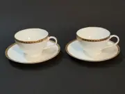 Tiffany & Co. Gold Band Tea Cups & Saucers W9 H6cm 2pcs Set Authentic with Box