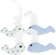 ORFOFE 4pcs Plush Whale Cat Interactive Indoor Chew for Kittens Cats for Fun Exercise Safe Lightweight Playtime
