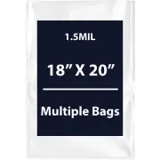 1.5Mil 18" X 20" | LDPE Clear Flat Poly Bags, Flexible & Durable | Multiple Bags