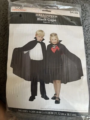 39" Black Cape ~ HALLOWEEN SUPERHERO, VAMPIRE, MAGICIAN, GOTHIC, COSPLAY COSTUME