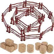 PartyKindom Toy Corral Fences Boys and Girls Playset Fencing Mini Horse Fence Hay Bales Easy Assemble Toys