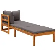 Wooden Sun Lounger w/ Cushion Solid Acacia Wood Patio Deck Sunbed Chaise Longue