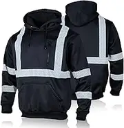 FONIRRA High Visibility Safety Sweatshirt ANSI Class 3 Fleece 1/4 Zip Pullover sweater with Black Bottom for Men