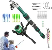 Toddler Fishing Pole,Horse Mouth 1.8m Telescopic Fishing Rod | Beginner Fish Kit, Youth Fish Set, Tackle Starter Set, Small Dock Gear Kit for Toddler