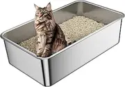 Anycoo Extra Large Stainless Steel Litter Box for Big Cat, 60 L x 40 W x 15 H with High Side, Cat Litter Box No Odor Left, Metal Litter Box Non-Sticky, Easy to Clean