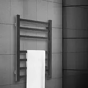 Wall-Mounted Electric Towel Warmer and Dryer, Modern Heated Towel Rack with 7 Bars, Space-Saving Design for Bathroom Hotel, Black Stainless Steel, Quick Heating, Energy-Efficient, Easy Installation