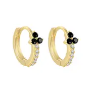 ANYCO Earrings Gold Plated Black Minimalist Pave Black Blue Zircon Flower Stud For Women Girl Perfect Fashion Stylish Accessories Jewelry Gifts