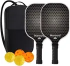 Premium Pickleball Set with 2 Black Checkered Fiberglass Paddles | 4 Durable Bal
