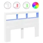 LED Lights Bed Headboard Wooden Frame Head Board Bedhead White Double Size 140cm
