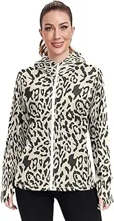 [RPLIFE] Leopard Print Retro Workout Jacket Upf 50+, Long Sleeve Zip up Outdoor Jacket