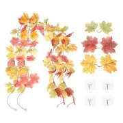 2Pcs Fall Maple Leaf Garland,5.9Ft Garland Decor(Light Green/Red/Yellow)