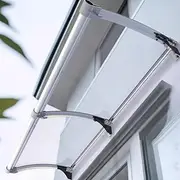 YVYKFZD Window Awning Door Canopy, Polycarbonate Cover Front Door Awning Canopys with Sink, Aluminum Bracket Outdoor Awnings for Doors, Easy to Install(Transparent,90x210cm/35 x83)