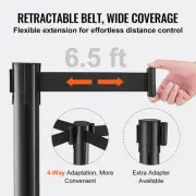 8-Pack Crowd Control Stanchions with 4 Retractable 2m Belts, Concrete Base