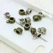 Flower Pattern Bail Beads - Bronze Silver Color Connectors Jewelry Making 100Pcs