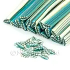 4 x Handmade Pale Blue Leaf Nail Art Cane