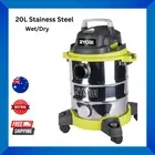 Ryobi Wet Dry Vacuum Cleaner 20L Industrial Commercial Work Vac Stainless Steel