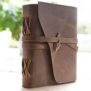 TUZECH Classic Vintage Genuine Handmade Leather Soft Journal Well Crafted Diary with Leather Bound Strip (8x6 inches)