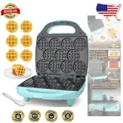 Compact Mini Waffle Maker - 11 Hole Aqua Non-Stick - Perfect for Any Occasion