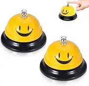2Pcs Desk Call Bell, Call Service Bell 3.4 Inch Diameter Customer Service Bell,Desk Bell Service Bell for Hotels,Counter Restaurant,Table Kitchen Bar(Yellow)