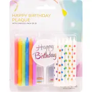 Whiz Pop Bang Happy Birthday Plaque With Candles 25 pack