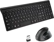 2.4GHz Wireless Vertical Ergonomic Mouse and Keyboard Combo Ultra-Thin Portable Size for PC Desktop Computer Laptop Mac For Students or Small Hands