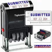 Toplusesse Submitted Stamp Self-Inking Office Rubber Date Stamp Custom Phrase for Business 12-Year Band Blue&Red 2024