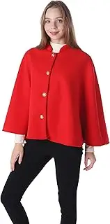 [Baoqiya] Women's Capelet Capes Wool Blend Hooded Outwear Poncho Warm Autumn and Winter Coat Cape