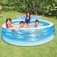 在飛比找Yahoo!奇摩拍賣優惠-INTEX57190 圓形靠背三層水池 充氣家庭兒童透明游泳
