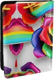 [GaxfjRu] Rainbow Rose Flower Print Leather Passport Holder Covers Case, Waterproof Travel Wallet Passport Holder for Women Men, Black, One Size