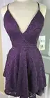 NEW Sexy Glitter Lace Dress V-Neck Bra Back Size M Honey & Rosie Deep Purple