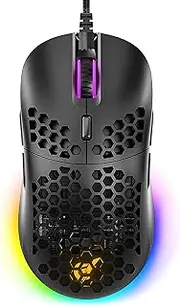 GUNMJO Gram DIY Honeycomb Shell Wired RGB Gaming Mouse, PC Gaming Mouse with 9 Buttons and Up to 10,000 DPI, Computer Mice for PC Gaming, Black Color