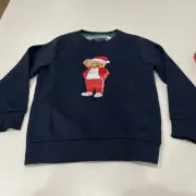 DENIM & FLOWER Ricky Singh Santa Teddy Bear Christmas Sweatshirt Size 4