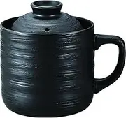 Kakusee T-01B Microwave Cooker, Rice Mug, 1 Cook Raku Cooker, Black, Approx. Width 5.7 x Depth 4.3 x Height 5.2 inches (14.5 x 11 x 13.3 cm), Handle Included, Can Cook Porridge and Cooked Rice