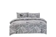 Artex Bentley Grey Quilt Cover Set Geometric Pattern Reversible Printed Microfiber Polyester Quilt Covers