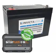 Invicta 12V 200Ah Lithium Battery with Bluetooth + BMPRO BatteryPlus35-II-HA 35A High Amp