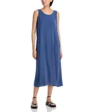 Eileen Fisher Silk Scoop Neck Midi Dress