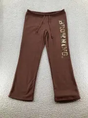 Browning Sweatpants Womens Small Brown Baggy Stretch Spellout Logo Drawstring