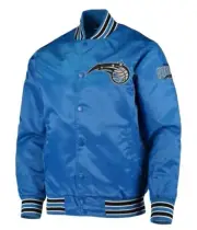 NBA Vintage Royal Blue Satin Orlando Magic team Letterman Bomber Varsity Jacket