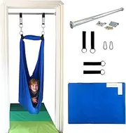 DreamGYM Doorway Sensory Swing Kit - Blue Compression Swing - 95 Cotton